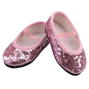 Sıcak satış amerikan oyuncak bebek kız elastik payetli ayakkabı 18 inç pullu bebek dans ayakkabıları