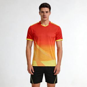 เสื้อฟุตบอลพิมพ์ลายแบบซับลิเมชั่นคุณภาพสูง แห้งเร็ว ระบายอากาศได้ดี สั่งทำโลโก้ทีมได้ตามต้องการ ชุดแข่งขันและฝึกซ้อมสำหรับทุกเพศ - Product Image 5