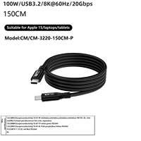 Câble USB 3.2 Gen2 20 Gbps Type-C vers Type-C 100W 5A Charge Rapide pour iOS & Appareil Photo 8K 60Hz Disque Dur SSD