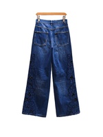 Nouveauté d'été haut de gamme pour femmes, jean en denim élégant brodé de fleurs et ajouré, design de créateur