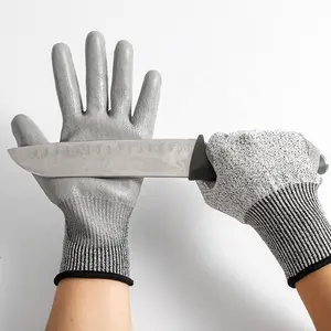 GG1005 CE EN388 Level 5 HPPE Anti-cut Safety Gloves Cut Resistant PU Coated Protective Work Gloves