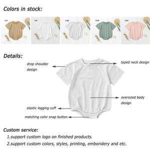 Grosir Baju Monyet Putih Kosong Lengan Pendek Selangkangan Snap Organik 100% Katun Bayi Romper Gelembung - Product Image 2