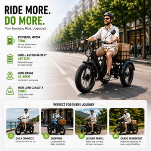 <span class=keywords><strong>Tricycle</strong></span> <span class=keywords><strong>électrique</strong></span> de transport à pneus larges de 24 pouces, 48V 750W, certifié DOT, pour neige et transport, avec batterie au lithium et assistance au pédalage - Product Image 5