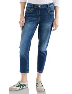Jeans de mezclilla de cintura media para mujer, lavados a la piedra, de pierna recta, hasta el tobillo, estilo casual de algodón, estilo primavera - Product Image 1