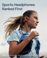 Headphone Olahraga SHOKZ OpenRun Pro 2 Mini Open-Ear Tahan Keringat, Headphone Konduksi Tulang untuk Latihan, Jangkauan 30 kaki, S821 LED
