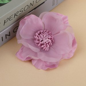 Flor de Chifón de Tres Capas, 20 cm, Patrón de Camelia, Accesorio para el Cabello Hecho a Mano, Material para Tocados de Boda - Product Image 4