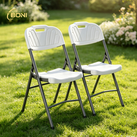 Ensemble de meubles de jardin pliants en plastique blanc pour événements et fêtes, table et chaises, vente en gros à prix abordable