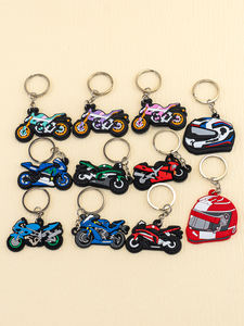 Porte-clés en PVC 2D de moto de course, designs de moto sportive en vrac, accessoires de porte-clés personnalisés en gros pour sacs, voitures, cadeaux - Product Image 1