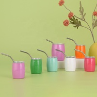 Verres à shot en acier inoxydable personnalisés multicolores, 3 oz, 5 oz, mini gobelet isotherme sous vide, cadeau d'affaires, sublimation, couvercles, pailles