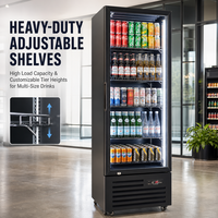 Congélateur vertical commercial personnalisé, style monotempérature, design fin, équipement de réfrigération directe pour la présentation de boissons