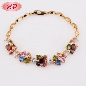 Pulsera de Cadena Tipo Tenis de Latón Chapado en Oro de 18K con Circonitas Cúbicas Multicolor, Cristales Coloridos, Elegante para Uso Diario, Fiestas, Decoración de Aniversario - Product Image 6