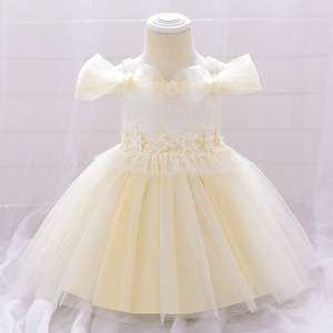 Robe en dentelle florale à épaules dénudées pour bébé fille nouveau-né avec détails en perles, <span class=keywords><strong>tenue</strong></span> de fête élégante de 0 à 2 ans, vente chaude - Product Image 2