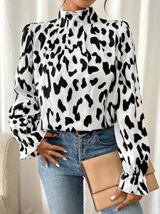 Camicetta da Donna Formale per Lavoro Primavera/Estate con Collo Tondo e Maniche a Sbuffo, 100% Poliestere, Motivo Floreale, Resistente alle Pieghe e Lavabile - Product Image 4