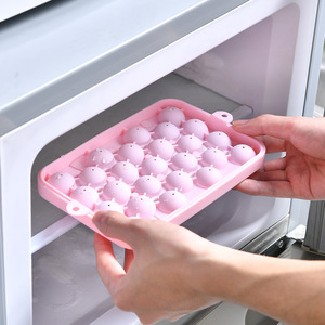 25 Grids Silicone Round Ice Cube Tray with Lid Durable Flexible Ice Ball <b>Maker</b> Mold Small Pellet Ice Cube Tray Making - Product Image 3