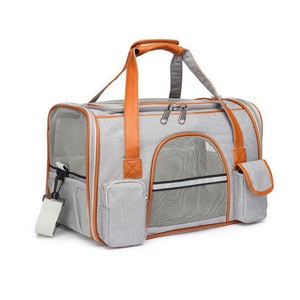 Sac de transport respirant en maille pour chat et chien, compatible avec les sièges de voiture, avec bandes réfléchissantes et poches avant - Product Image 2