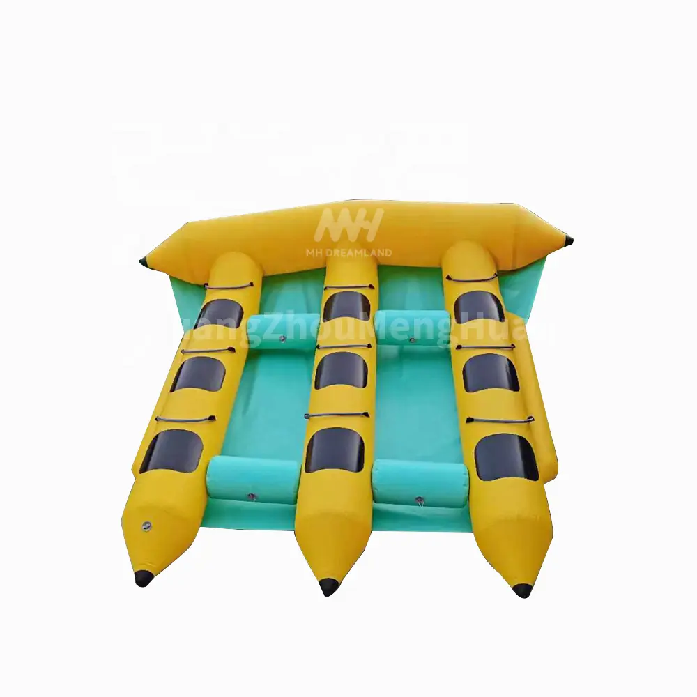 Inflável grande peixe voador banana barco duplo rebocável brinquedo rotativo crianças e adultos para jogo de esporte aquático