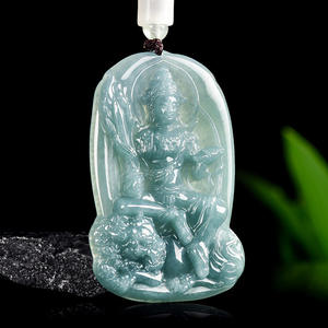 Colgante de Jadeíta Natural Azul Agua, Bodhisattva Manjusri, Diseño Original UNISEX, Regalo con Certificado de Tasación GY54 - Product Image 2