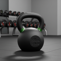 Kettlebell en fonte de haute qualité avec logo personnalisé, pour entraînement de force et musculation, 4-48 kg, revêtement en poudre, avec anneaux de couleur