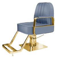 Fauteuil de Barbier Élégant en Cuir Blanc, Chaise Pivotante de Salon de Coiffure en Acier Inoxydable Brillant avec Base Robuste