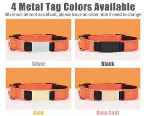 Ensemble de laisse réglable pour chien, collier silencieux personnalisé pour chat avec étiquette d'identification métallique gravée détachable en nylon réfléchissant sur mesure - Product Image 6