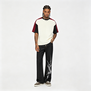 กางเกงยีนส์ทรงบูทคัท Thorn Totem Raw Selvage <span class=keywords><strong>Okayama</strong></span> รุ่นอเนกประสงค์สำหรับผู้ชายและผู้หญิง ดีไซน์เนอร์สตรีทแฟชั่น ทรงแบ็กกี้ - Product Image 1