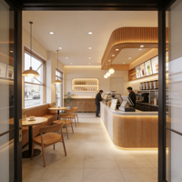 De 30 à 50 mètres carrés, offre de conception et de décoration de magasin professionnelle, ensembles complets d'équipements, tables, chaises, bureaux de réception