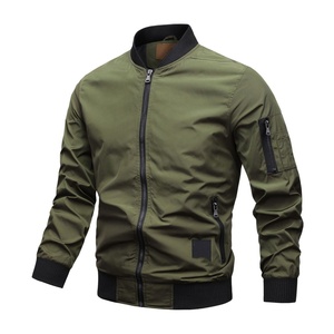 <b>Men's</b> Casual Coated Varsity <b>Jacket</b> with Zipper Standing Collar Thin Breathable Eco-Friendly Polyester - Product Image 2