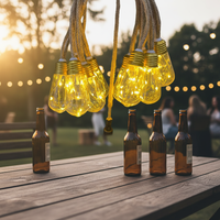 Guirlande lumineuse LED solaire d'extérieur IP65 avec ampoules en corde de chanvre et fil de cuivre, style vintage, pour jardin et fêtes