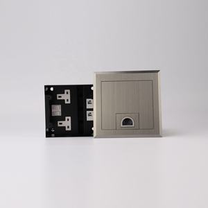 Boîte de sol électrique en acier inoxydable avec 2 prises de courant et 2 ports de données combinés et fonction de fermeture douce - Product Image 1