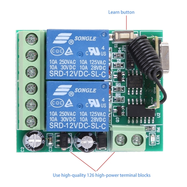 433mhz RF Wireless Transmitter Module and Receiver DC 12V 2CHs with Rolling and Fixed Code Made of Metal