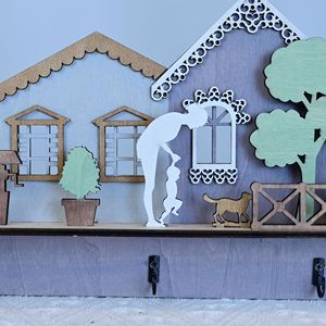 Adorno de Madera de Alta Calidad para el Hogar, Personalizado con 3 Miembros de la Familia, Decoración Hecha <span class=keywords><strong>a</strong></span> Mano para Estantes - Product Image 3