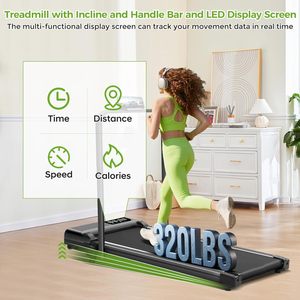 Caminadora Eléctrica Plegable Portátil Compacta con Pantalla LED, Manillares Inclinables, 3.0HP, Capacidad de 320 Libras, 0.6-6.2MPH, para el Hogar y Espacios Pequeños - Product Image 4