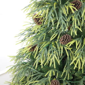 PE & PVC Mixed Two-Tone Willow Leaf Pre-lit Christmas <b>Tree</b>, Freestanding Festive Ornament for Living Room - Product Image 3