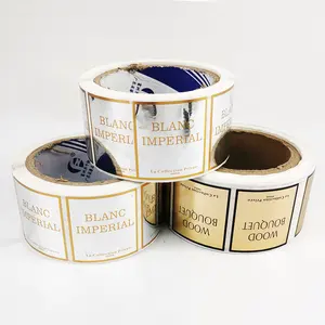 Custom Logo Waterdicht Glossy Goud Zilverfolie Metallic Parfum Prive Cosmetische Fles Pot Sticker Verpakking Label Voor Fles