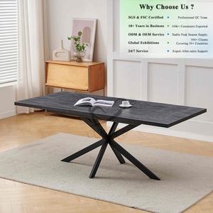 Table à <span class=keywords><strong>manger</strong></span> OKAY en MDF, pour intérieur, café, facile à nettoyer, base en X, économique, améliorée, réglable, moderne, en céramique - Product Image 1