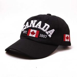Fabricantes al por mayor calidad 6 paneles sombreros algodón personalizado Canadá bandera 3D bordado gorras de béisbol Canadá - Product Image 1