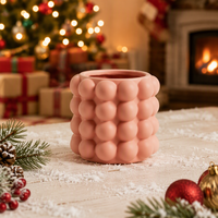 Pot de fleurs en céramique rose texturé à bulles, pot à plantes moderne décoratif pour la maison, table, plantes d'intérieur
