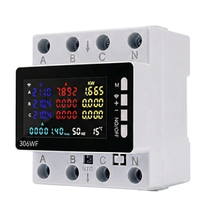 Medidor de Energía Inteligente WiFi Trifásico SLS de 80A 220V, 4 Cables, Riel DIN, Protección Contra Sobrecorriente y Fugas, Clase 1.0, Pantalla LED Digital - Product Image 1