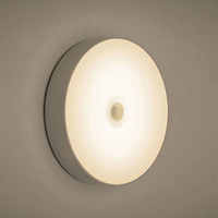 Veilleuses USB à lumière LED avec capteur de mouvement rond, lampe rechargeable pour cuisine, chambre, escalier, armoire, garde-robe, veilleuses