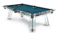 Tables de billard modernes personnalisables de haute qualité en verre transparent, acier inoxydable, cristal et acrylique, 7, 8 et 9 pieds, style américain