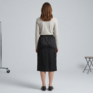 Women's <strong>Black</strong> Polyester Faux <strong>Leather</strong> Cargo <strong>Skirt</strong> High Waist Drawstring Midi <strong>Skirt</strong> Streetwear Fashion PU <strong>Skirts</strong> - Product Image 2