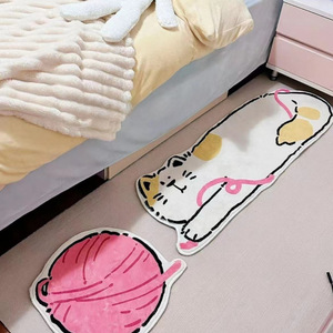 Alfombra de Piso de Franela Sintética con Diseño de Gato de Dibujos Animados, Antideslizante, Larga, para Dormitorio, Junto a la Cama, con Estampado Animal, Forma Novedosa, para Uso Doméstico - Product Image 2