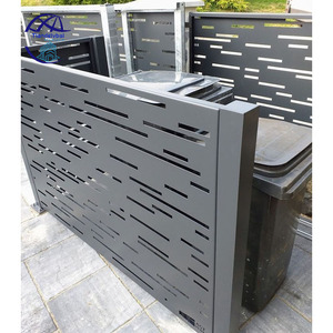 Panneaux de clôture découpés au laser en métal noir traité thermiquement, design irrégulier à longues bandes découpées, pour écran d'intimité extérieur - Product Image 6
