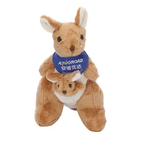 custom high quality made stuffed kangaroo mum and baby toy