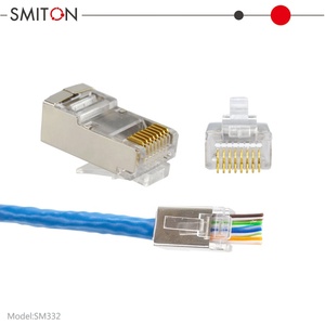 Conector macho Cat <span class=keywords><strong>6</strong></span> de paso de Red chapado en oro FTP <span class=keywords><strong>STP</strong></span> 8P8C RJ45 enchufe modular blindado CAT6 CAT6A RJ45 - Product Image 3