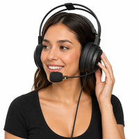 Casque filaire pour centre d'appels avec micro anti-bruit, interface double USB 3,5 mm, casque professionnel pour ordinateur portable et ordinateur de bureau