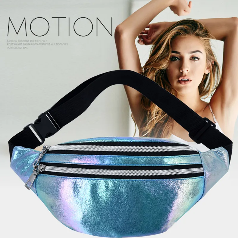 Colorido fanny pack chicas banane saco pour femme holograma bolsas de cintura fanny pack para las mujeres