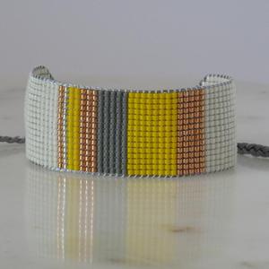 Handmade Happiness diversity yellow and gray striped handmade miyuki <b>bead</b> <b>bracelet</b> - Product Image 1