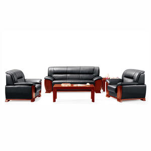 Ensemble canapé et étagères de bureau exécutif en cuir PU Design moderne appartement de bureau à domicile adapté - Product Image 4