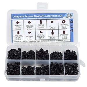 Computer Screws Standoffs Assortment Kit 400Pcs For Pc Case Motherboard Assembly Black Steel Screw Set With Gaskets And Mounts - Product Image 1